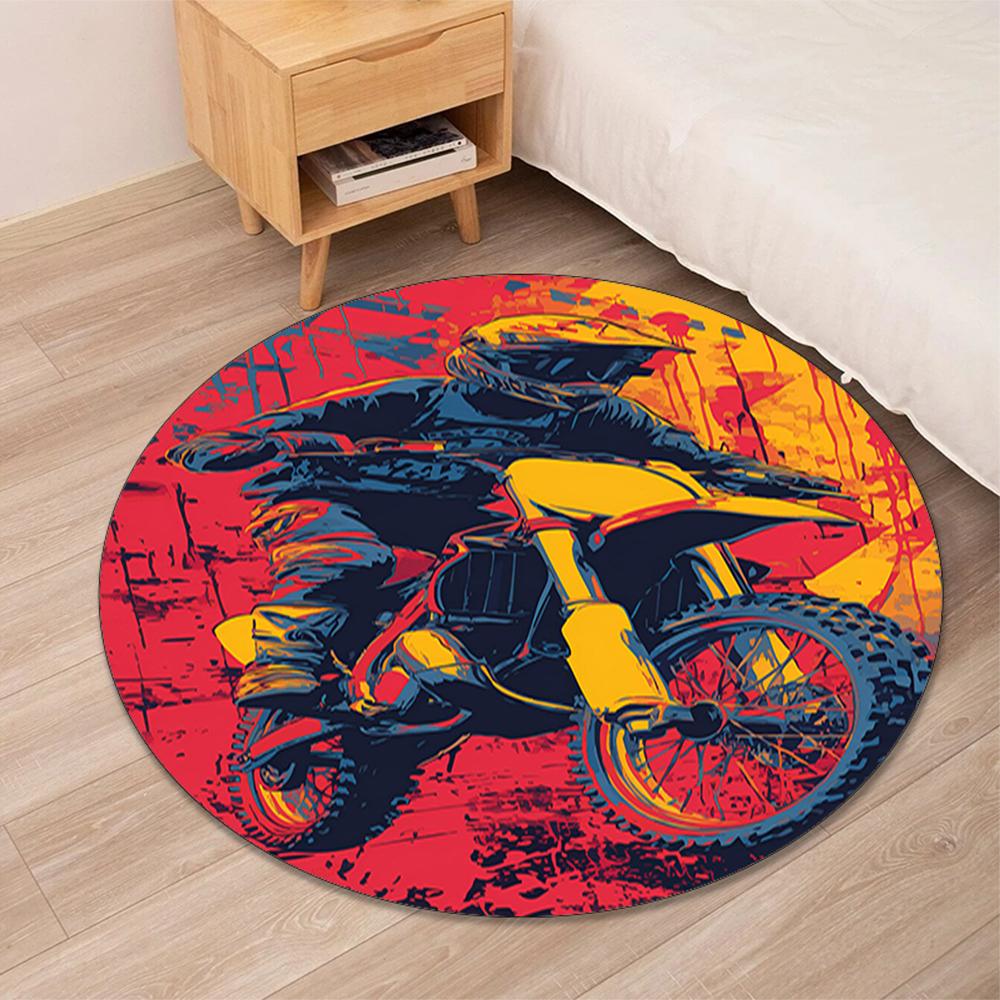Motociclete Off-Road Covor Rotund Imprimat Covor Covor Scaun Covor Zonă Covor Covorașe Intrare, pentru Scaun de Birou Sufragerie Dormitor Bucătărie.