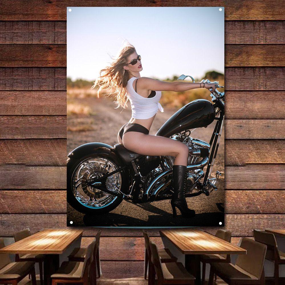 Tapestry hot biker girl 75x100