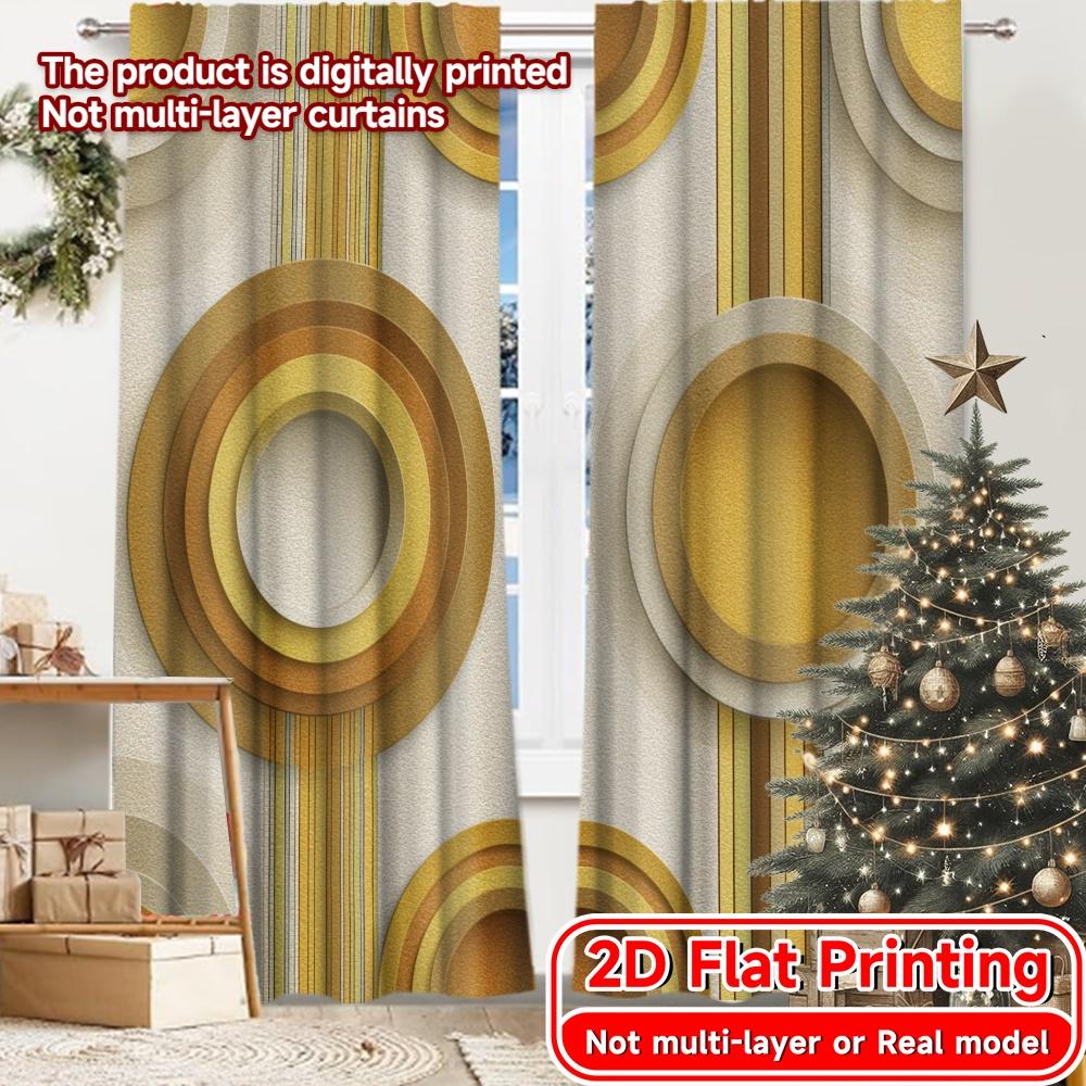 

Set Of 2 Modern Flat Printing Geometric Harmony Minimalist Curtains Polyester Decorations Home Perfect Curtain Made W100*H70(CM)-Hooks&2PCS