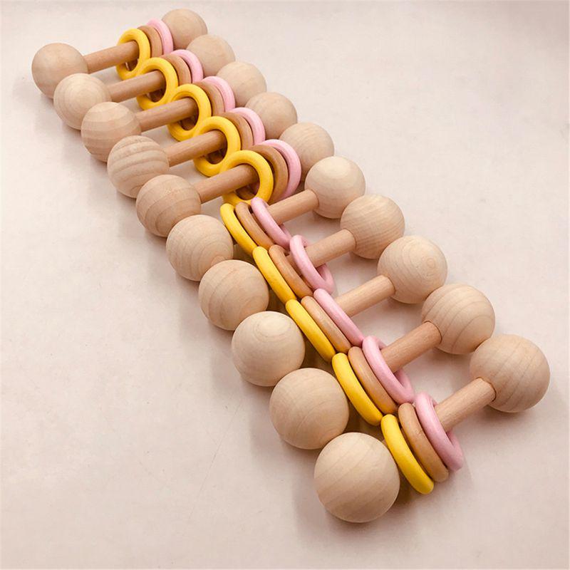 Organic Wood Montessori Styled Baby Rattle Perfect Grasping Teething Toy for Toddlers Paint