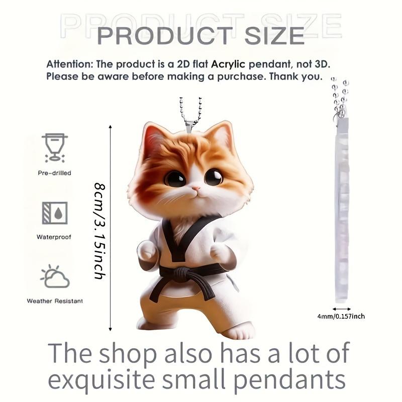 Set of 2 Kung Fu Cat Acrylic Hanging Ornaments - Versatile 2D Charms for Christmas Tree, Bag & Keychain Decor, Ideal Gift for Family and Friends