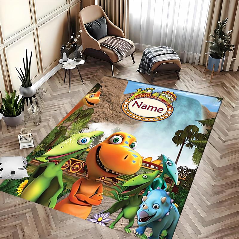 Custom Personalization Dinosaur Train Area Rug - Perfect For Kitchen, Bathroom,Laundry Room Decor Large Size Available,Gift All Seasons