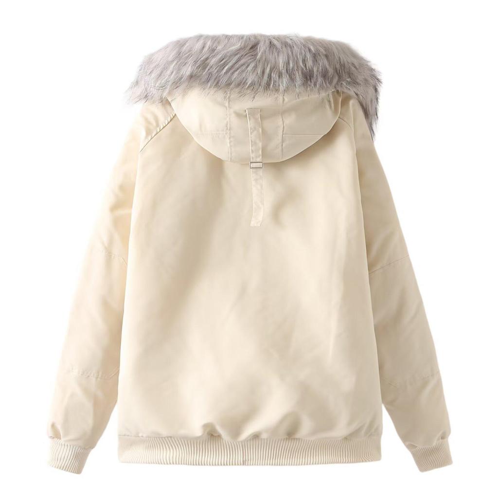 2024 Winter Women's European & American Retro Fur Collar Hooded Parka