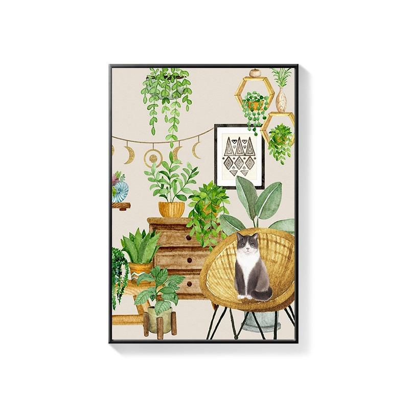 Bathroom Decorative Painting Cat American Retro Toilet Bathroom Canvas Painting Wall Art Poster for Modern Bathroom Home Decor