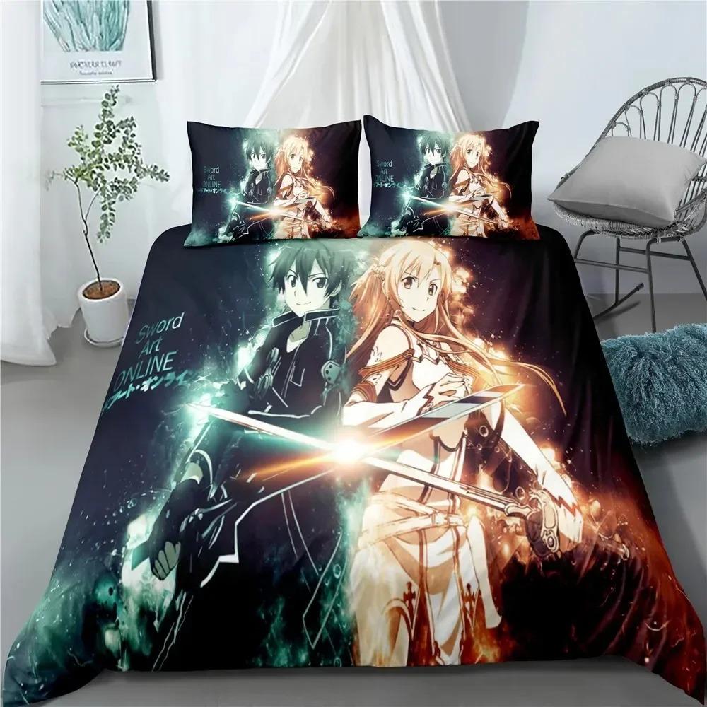 New Anime Sword Art Online Bedding Set Bedroom Soft Modern Bedspreads Comefortable Kids Duvet Cover Quilt Cover And Pillowcase