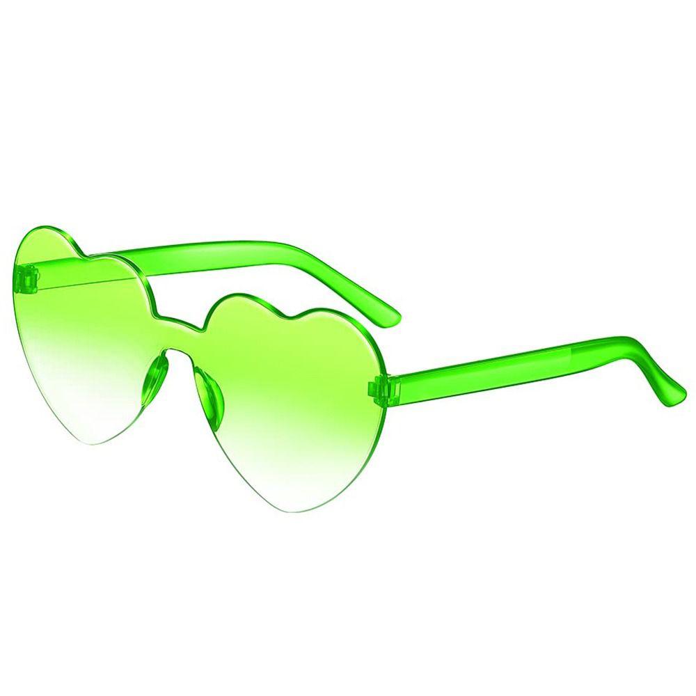Love Heart Shape Sunglasses Women Rimless Frame Tint Clear Lens Colorful Sun Glasses Female Red Pink Yellow Shades Travel