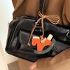 Cute Cartoon Rocking Horse Leather Keychain Kawaii Retro Creativity Leather Necklace Versatile Decoration Accessories Gifts