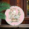 Vintage Metal Wall Art Bunny with Wreath Rustic Home Decor