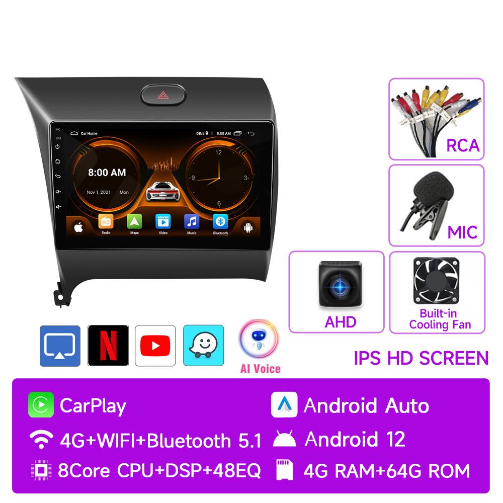 JIUYIN 9" 4G Carplay 2din Android 12 Car Radio Multimedia Video Player Navigation GPS For Kia K3 Cerato Forte 2013-2017 3 YD