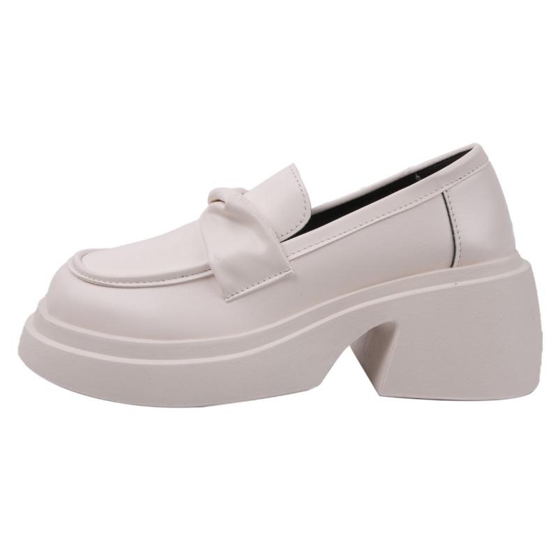 

Women s new thick-soled heightening niche retro small leather shoes single shoes 35