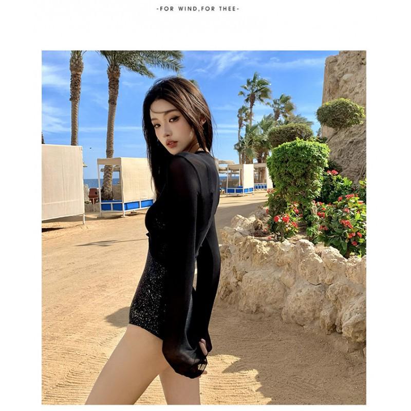 Swimsuit Women's One-piece Long-sleeved Two-piece Suit Covers Belly To Show Slimming High-end Vacation Hot