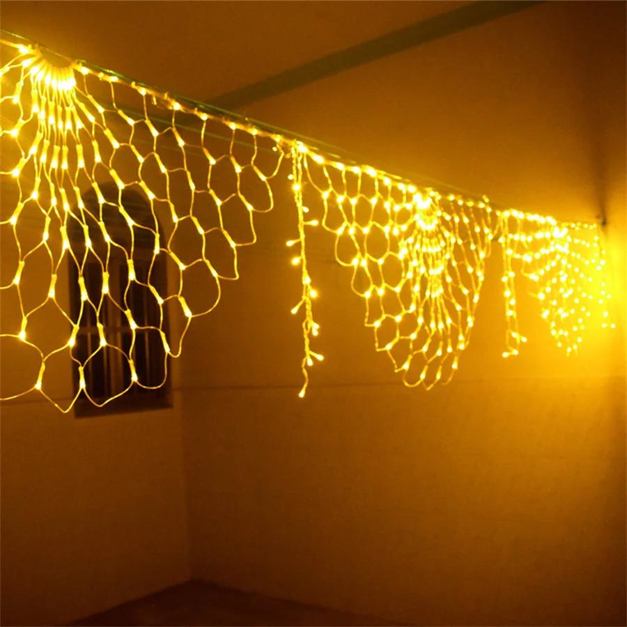 

3M*0.5M Peacock LED Net Lights 414 Christmas Outdoor String Mesh Light Waterproof Curtain Fairy Lights Plug in for Tree Decor 220V EU UK AU Plug