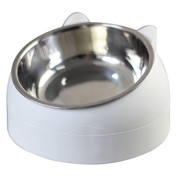 Oblique Mouth Cat Bowls for Food and Water Cute Small Pet Non-Slip Stainless Steel Feeder Bowl To Protect Cervical