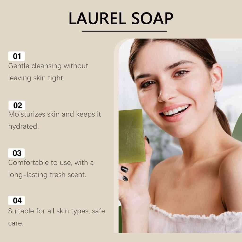Laurel Mild Cleansing Bar Soap - Gentle Cleansing, Moisturizes & Nourishes Skin, Hydrating Refreshing, Daily Moisturizing Body Soap