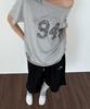 CHICKS All-Light Embroidered One-Pleat Wide Bermuda Sweatpants Black
