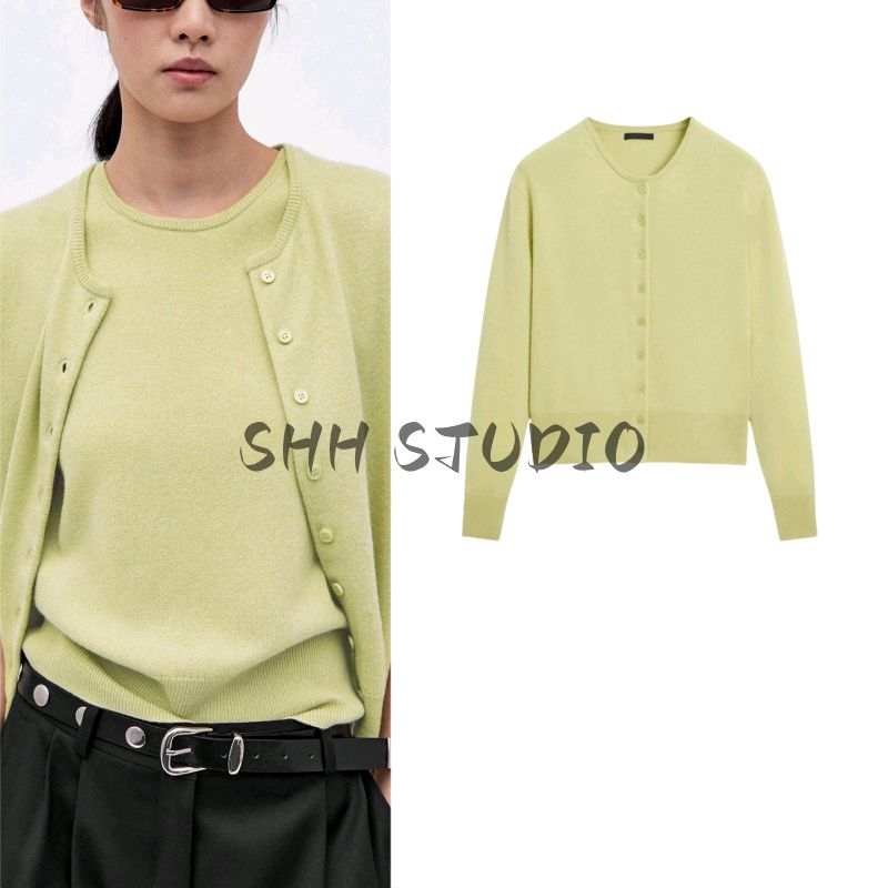 MD Autumn New Women Clothes French Style Idle Style Single-Breasted Stacked Fleece Blended Knitting Cardigan 5770593