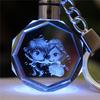 Light Valentine's Day 3D Crystal Engraving Couple Small Pendant Crystal Couple Key Chain For Women Girlfriend Keychain
