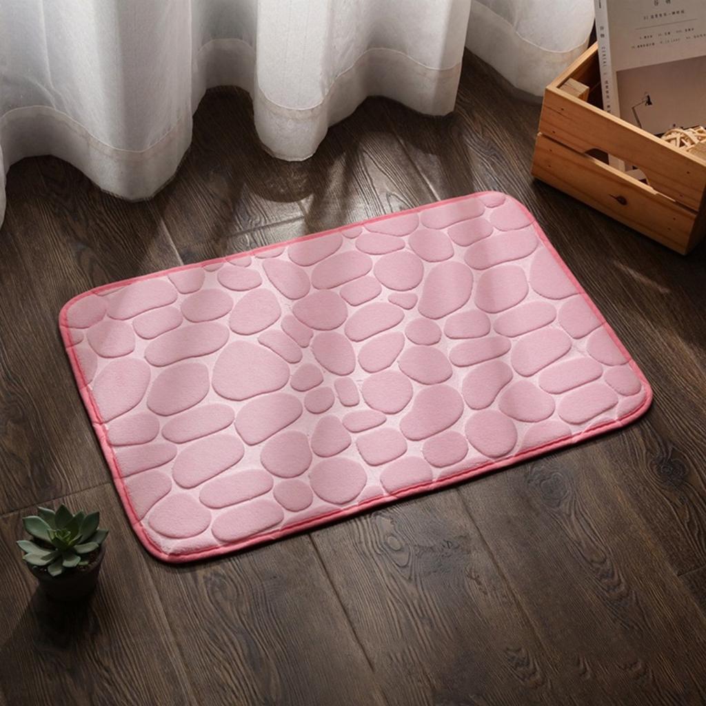 HOMZY Bathroom Bathtub Water Absorption Non-slip Floor Rug Bath Mat Doormat Cobblestone Embossed Washable Carpets
