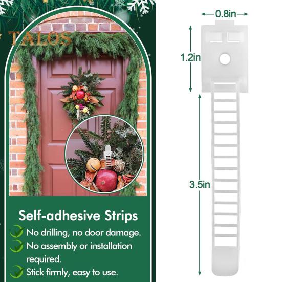 24/48Pcs Christmas Garland Hanger Adjustable Garland Hooks Ties Christmas Stocking Holder Reusable Adhesive Straps for Fireplace Window Decor