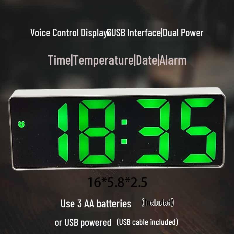 Color Screen LED Dual-Use Alarm Clock with Voice Control & Temperature Display