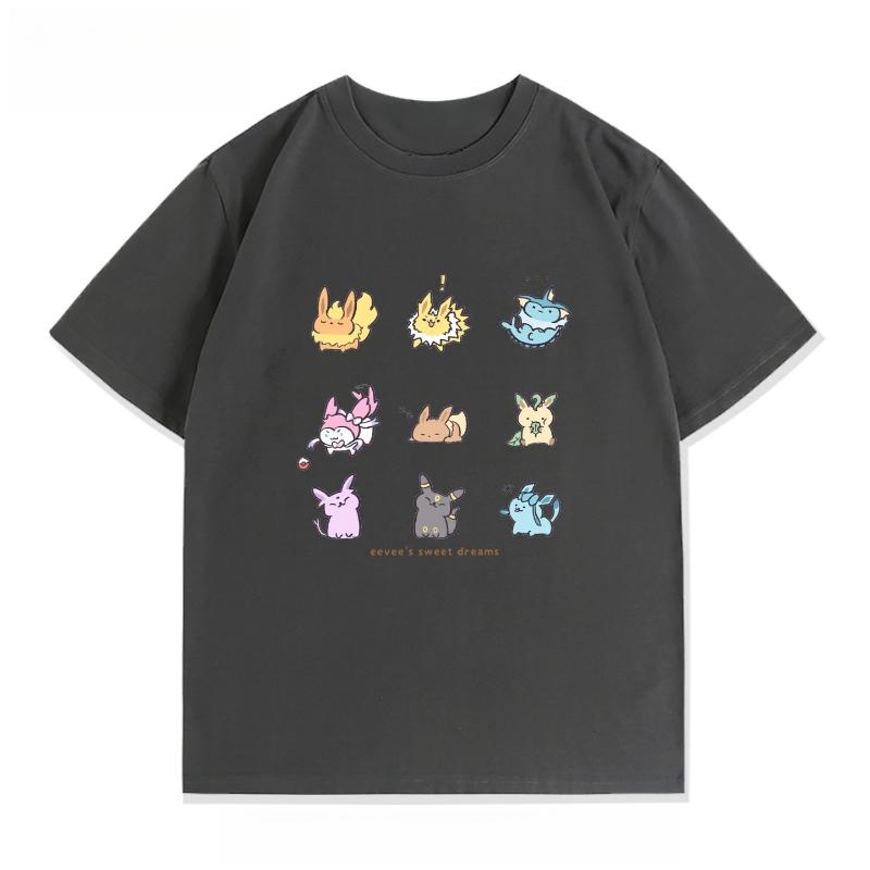 Poteemiel Pokémon Cartoon Ibrahimovic Moon Sun Anime Short Sleeve T-Shirt Men's Women's Clothes Casual Short Sleeve Half Sleeve