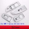 For BMW 7 Series F01 F02 G11 G12 ABS Silver/Carbon Fiber Car Window Lift Switch Button Frame Cover Trim Stickers Car Accessories