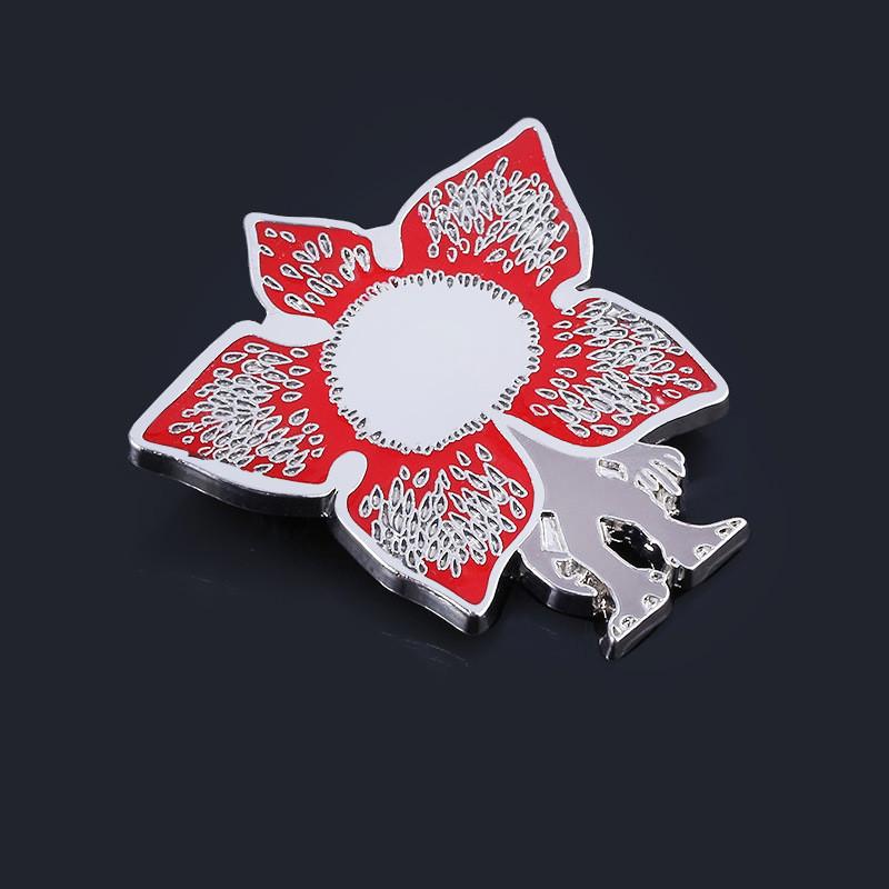 Stranger Things Alphabet Potted Plant Pin With Metallic Finish For Cosplay And Casual Wear