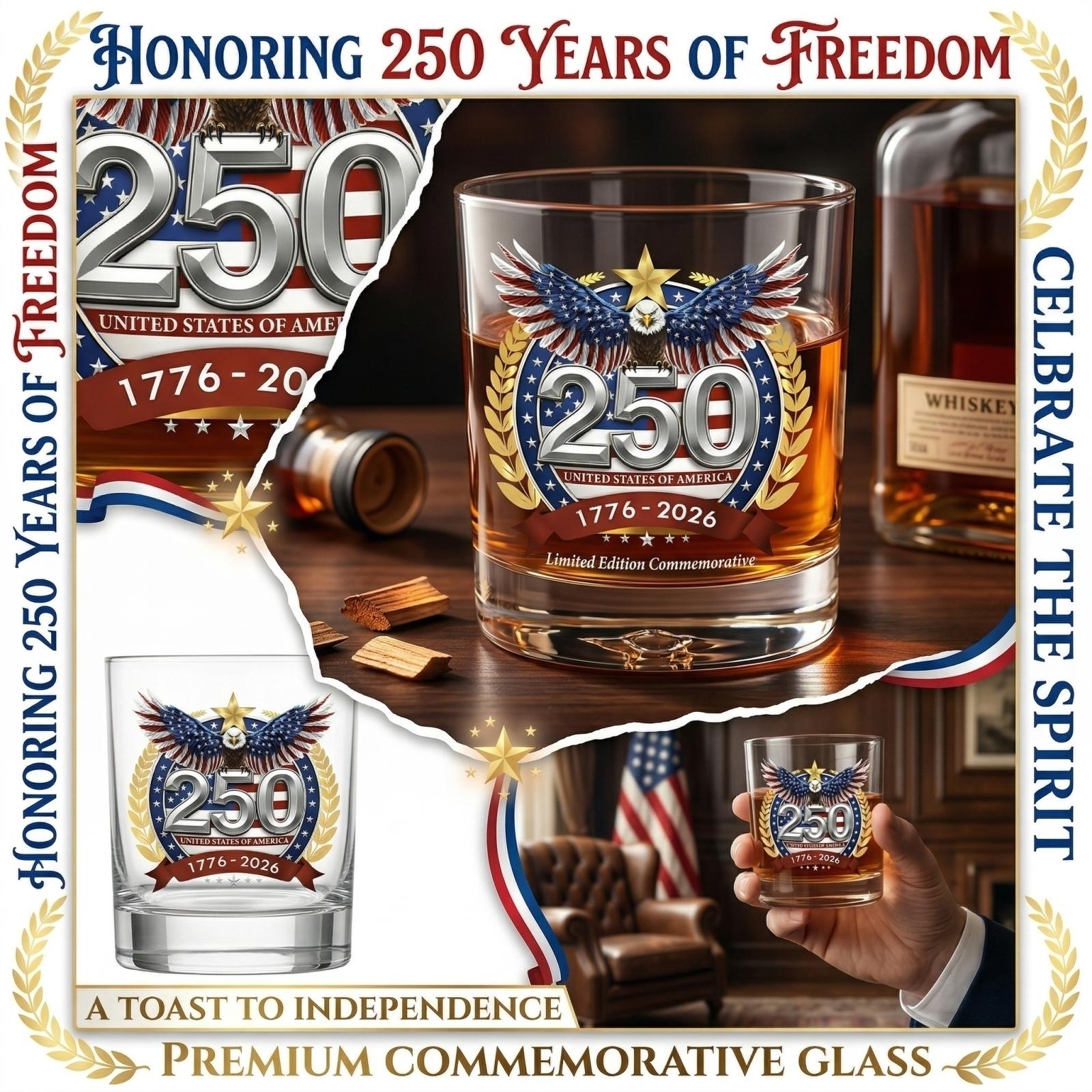 Commemorative Whiskey Glass For  Revolutionary Anniversary, Personalized Whiskey Glass. One Size