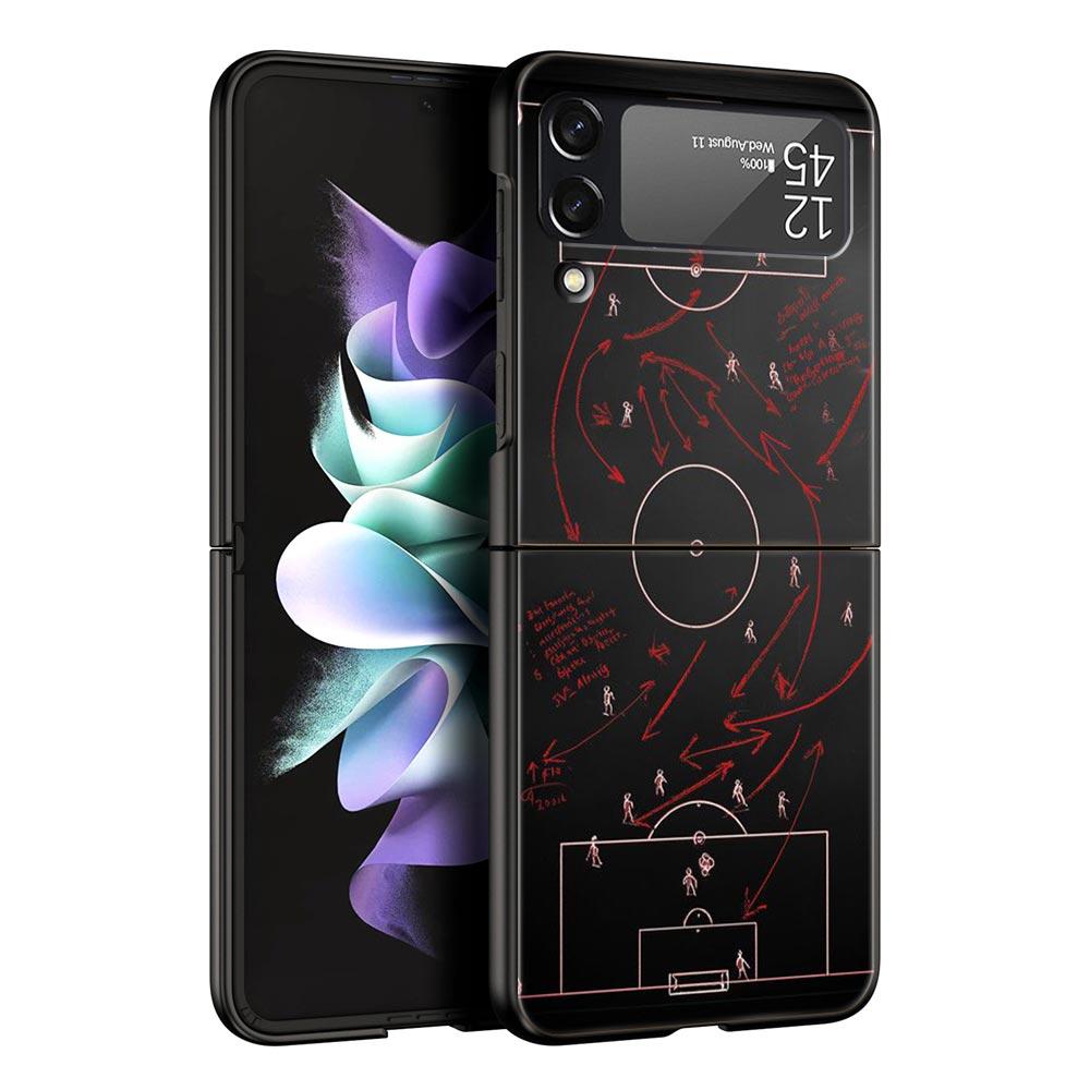 Football Basketball Tactical Board Hard PC Phone Case For Samsung Galaxy Z Flip 7 6 5 4 Black Cover For Galaxy Z Flip 3 Foldable