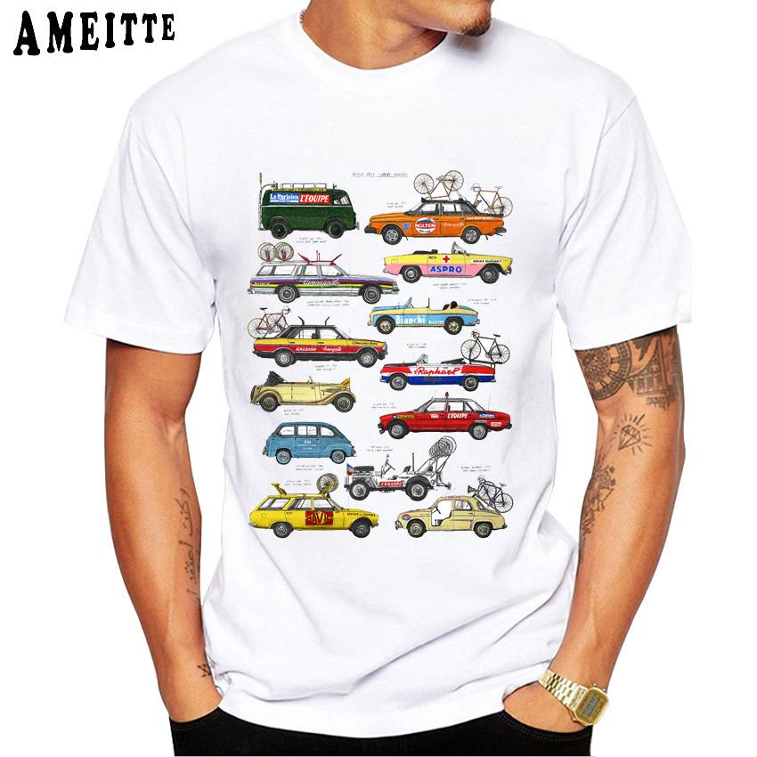 Sugar Bike Watercolor Classic T Shirt Fashion Men Short Sleeve Old Bicycle Print White Casual