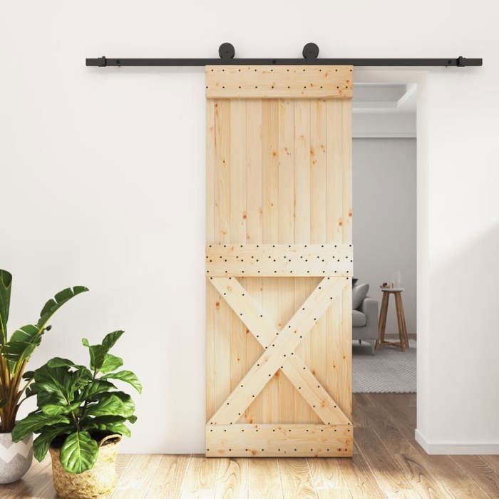 VidaXL Porte coulissante et kit de quincaillerie 80x210 cm pin massif, porte intérieure, porte de grange intérieure 3203077