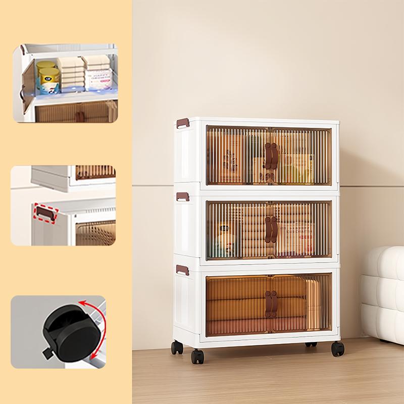1 multi-layer foldable storage box, large capacity, vertical pulley, magnetic door design, suitable for households, etc