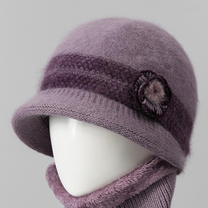 Autumn and winter hats, women's wool hats, winter velvet warm and cold-proof knitted hats