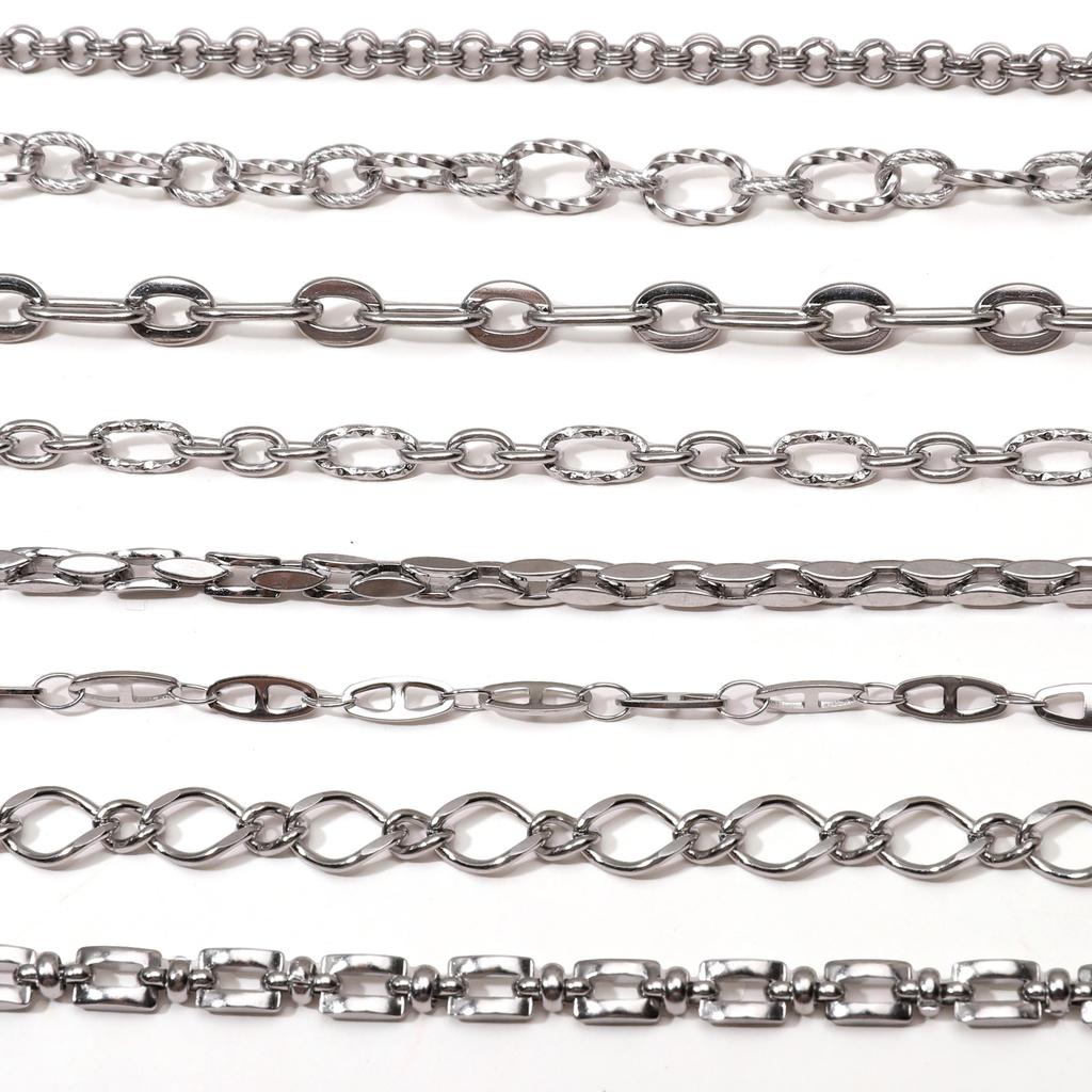 Chaîne Cœur en Acier Inoxydable de 0,5/1 Mètre Chaîne Cubaine Chaîne Punk de Base pour la Fabrication de Colliers Bracelets Bijoux Accessoires
