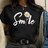 Maycaur Funny Daisy Print Women T-shirt Harajuku 90s Streetwear Girls Short Sleeves Tee Tops Summer Cute Female Clothes Tops