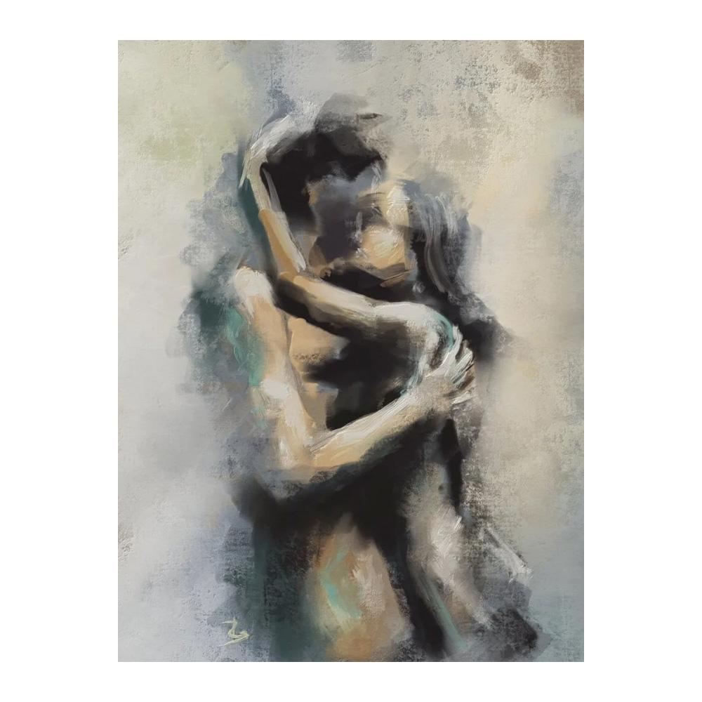 Abstract Couple Kiss Hug Erotic Nude Lovers Embracing Fantasy Sexual Poster Wall Art Pictures Canvas Painting Room Home Decor