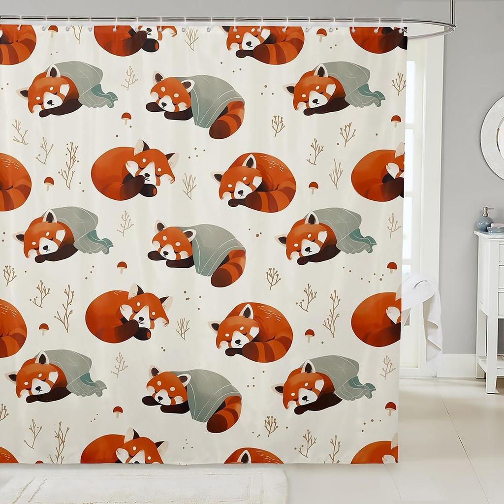 Cartoon Pig Shower Curtain Leopard Bow Bath Curtain for Boys Girls Teens Lovely Animal Cheetah Bathroom Shower Curtain Set