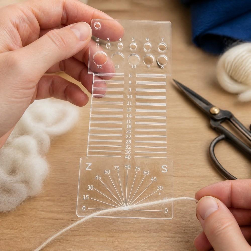 2pcs Multifunctional Design Yarn Gauge Tool Acrylic Material Spinning Control Card  For Spinners