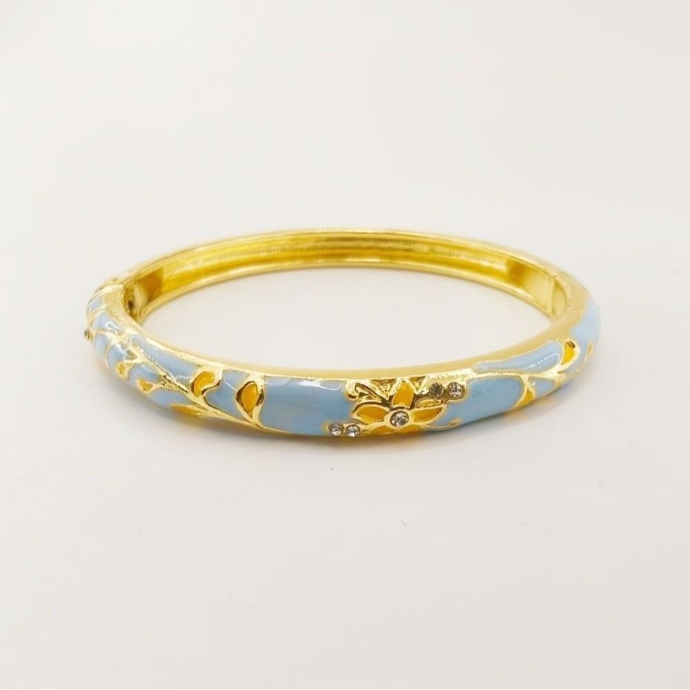 Enamel Flower Bangle Traditional Women's Hand Bracelet Vintage Cloisonne Bangle Jewelry Gifts