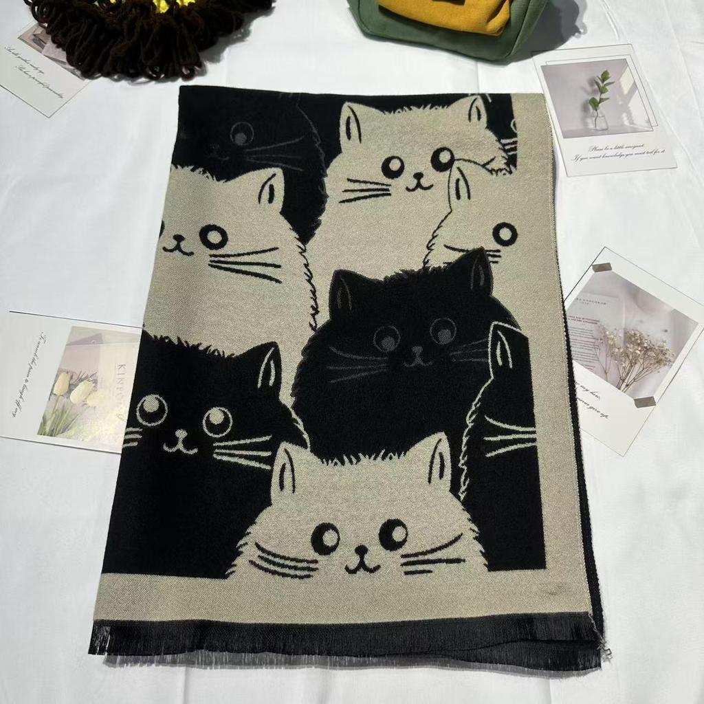 Women's Cute Cat Imitation Cashmere Scarf - Autumn/Winter Warm Shawl