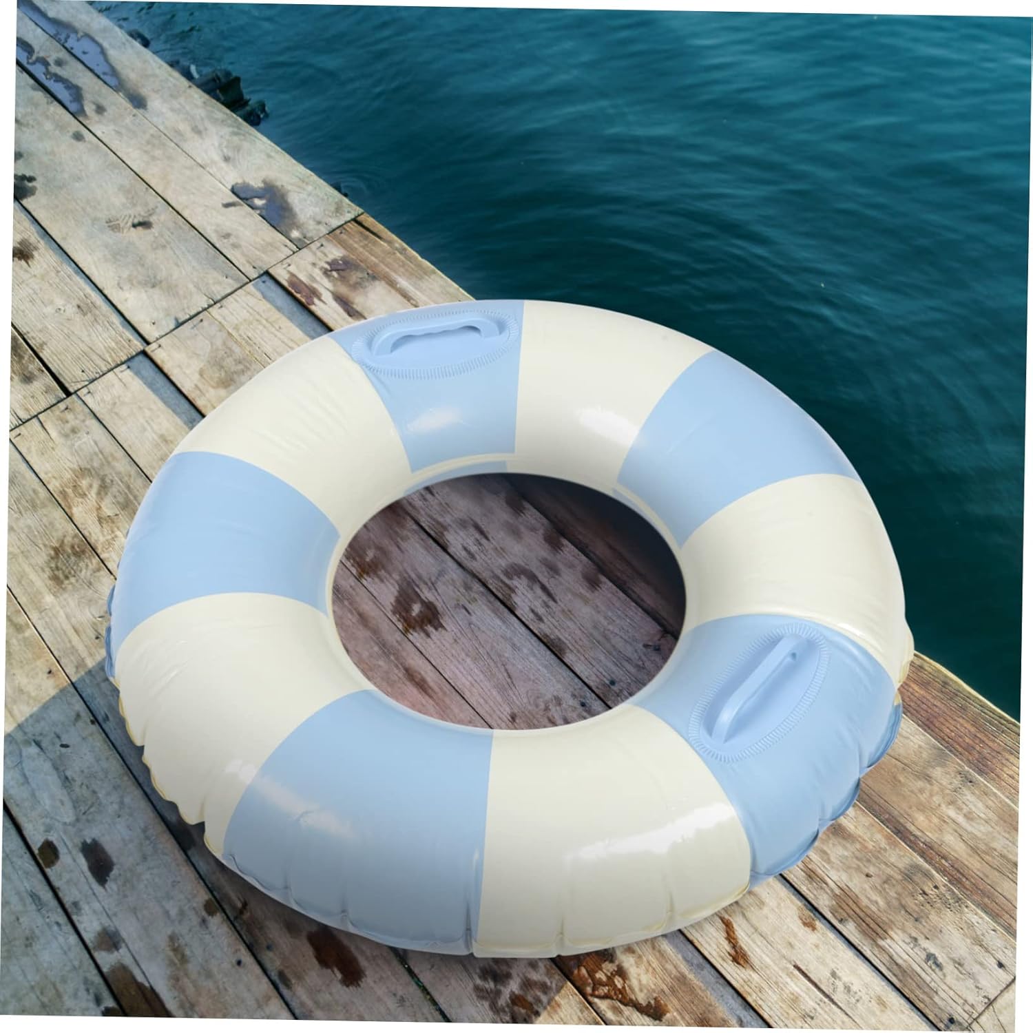 

Взрослый надувной плавательный круг в полоску с ручкой, плавучее средство для бассейна для взрослых, удобный плавательный круг для релаксации, водный тюбинг для бассейна и пляжа