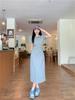 Women's Embroidered Polo Collar Short-Sleeved T-Shirt Dress - Waist-Cinching Slim Summer Long Skirt, Academy Style.