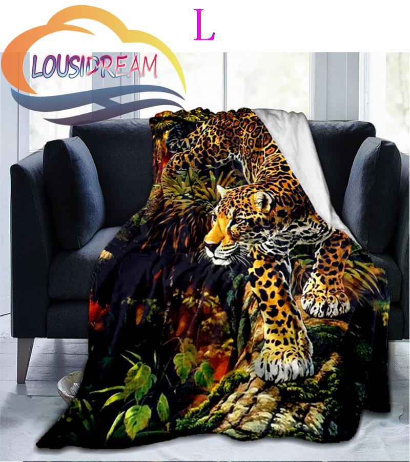 Animal Forest Cheetah Leopard Fluffy Blanket Flannel Warmth Soft Plush Sofa Bed Throw Blanket  Plush Throw Blanket