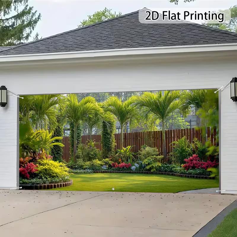 2D Exotic Tropical Garden Floral Landscape Garage Decor Background 47.2x31.5inch/120*80cm