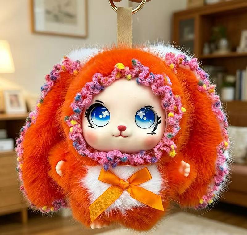 2026 Trendy Lolita Rabbit Plush Doll with Lace Trim – Big Ear Enamel Pendant Gift