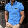 Fashionable Men's Casual Polo Shirt with Faux Chest Pocket, Turn-Down Collar and Button-Front Business T-Shirt Top