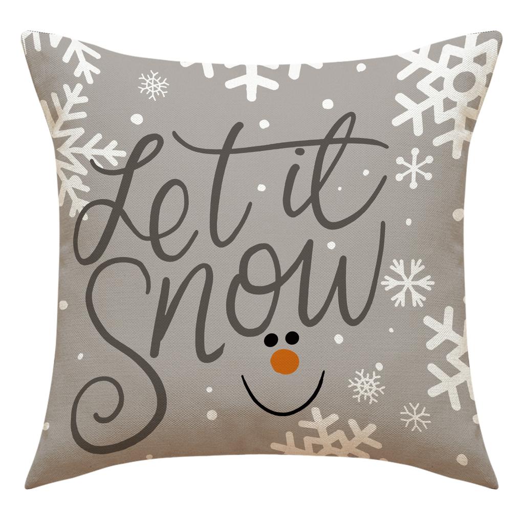 New Linen Cartoon Snowman Pillow Cover Christmas Decorative Sofa Cushion Linen Breathable Cushion Printed Cushion