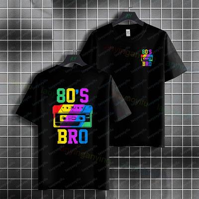 Unisex  Unisexs Funny Retro 80s Bro Graphic Tshirt Round Neck Pure Cotton Short Sleeve Tshirt Perfect For Outdoor Clothing