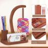 Yarn Holder Wooden Yarn Turntable With Crochet Accessories Storage And Phone Holder Yarn Ball Holder for Knitting Lover Z9L6