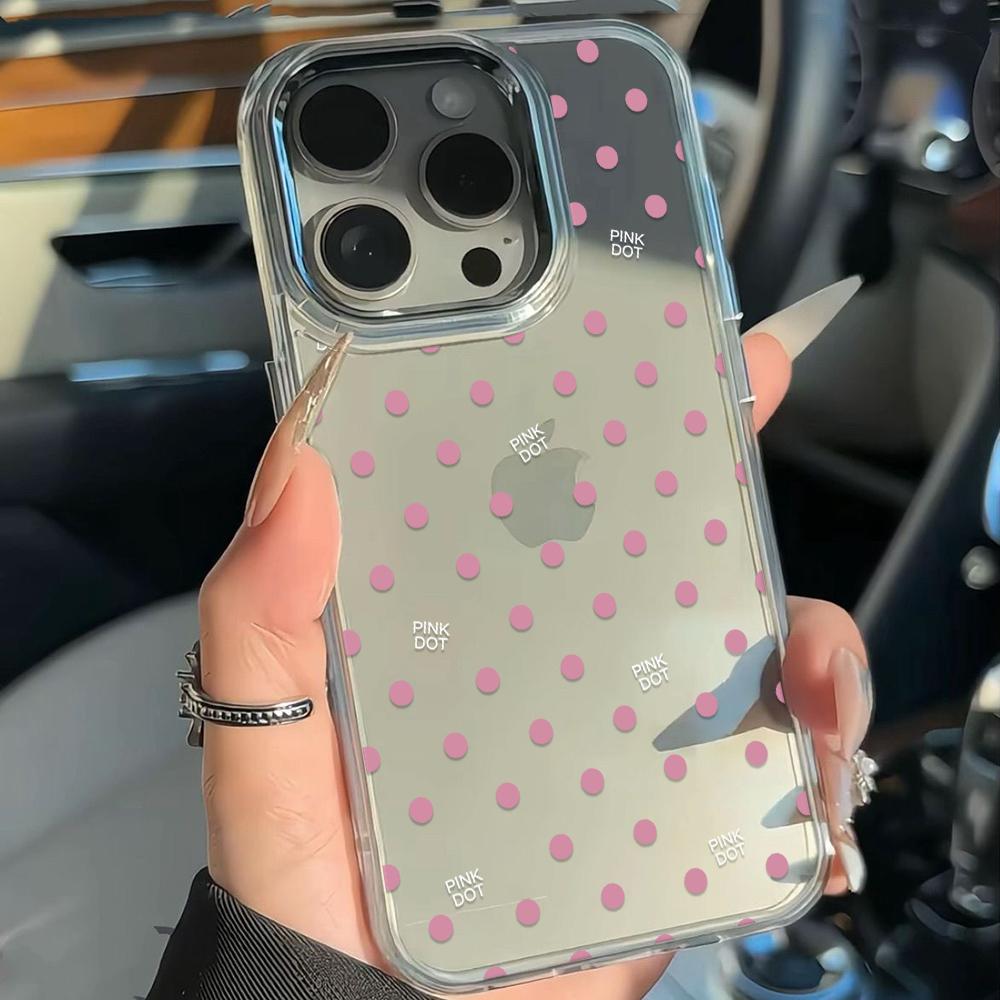 Luxuriöse Rosa Punkte Handyhülle Für Iphone 17 17E 16E 13 Plus 14 Pro Max 12 11 15 16 Transparent Glatt Anti-Drop Hülle Coque